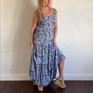 Blue floral maxi dress made in India